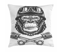 Vintage Style Serious Biker Pillow Cover