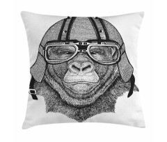 Hipster Grumpy Biker Ape Pillow Cover