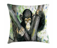 Watercolor Baby Chimpanzee Pillow Cover