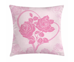 Roses in Heart Pillow Cover