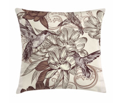 Bird Flowers Pattern Pillow Cover