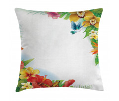 Tropic Flowers Leaves Pillow Cover