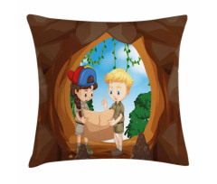 Children Reading a Map Pillow Cover