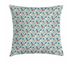 Arctic Animals Ice Skating Pillow Cover