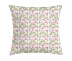 Soft Foxes Trees and Roses Pillow Cover