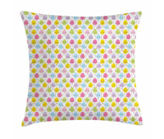 Colorful Happy Eggs and Dots Pillow Cover