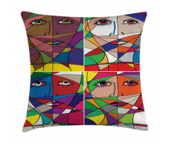 Woman Face in Glass Pillow Cover