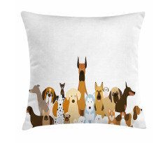 Funny Pet Breeds Cartoon Pillow Cover