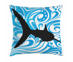 Swirling Waves and a Big Fish Pillow Cover