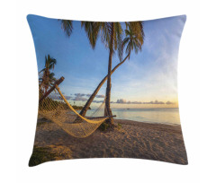 Summer Time Hammock on a Beach Pillow Cover