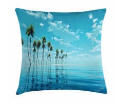 Long Coconut Trees Still Water Pillow Cover