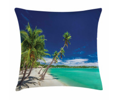 Exotic Beach and Coconut Trees Pillow Cover