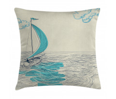 Cloudy Sailing Boat Pillow Cover