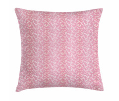 Leafy Pinkish Damask Lines Pillow Cover