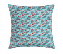 Peacocks Snowflakes Pillow Cover