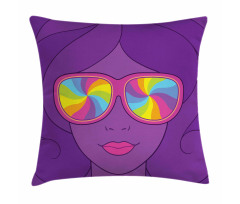 Girl with Rainbow Sunglasses Pillow Cover