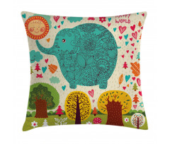 Elephant Trees Leaves Pillow Cover