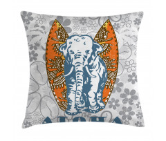 Surfboard and Elephant Pillow Cover
