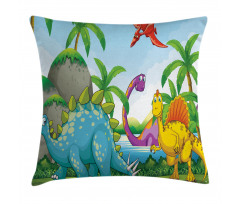 Dinosaurs in the Jungle Pillow Cover