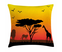 Savannah Animals Sunset Pillow Cover