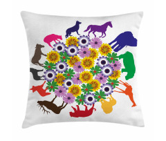 Flowers Wild Animals Pillow Cover