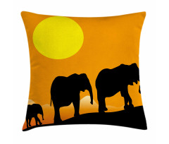 Baby Elephant and Family Pillow Cover