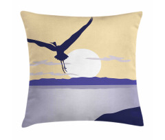 Flying Bird on Horizon Pillow Cover