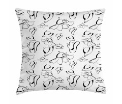 Monochrome French Hats Pillow Cover