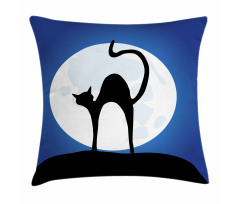 Black Cat Full Moon Sky Pillow Cover