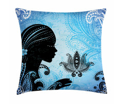 Girl Lotus Art Pillow Cover