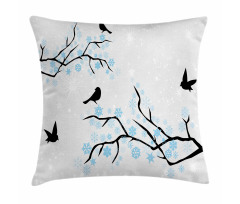 Winter Birds Stars Sky Pillow Cover