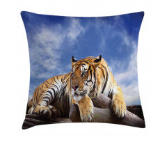 Tiger on Wood Wildlife Pillow Cover