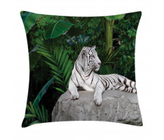 White Tiger in Jungle Pillow Cover
