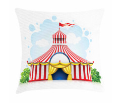 Striped Tent with Flag Pillow Cover