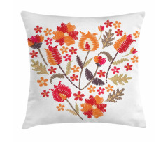 Heart Shaped Flowers Art Pillow Cover