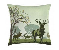 Deer and Nature Park Pillow Cover