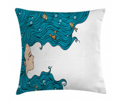 Girl Oceanic Hairstyle Pillow Cover