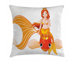 Princess on Goldfish Pillow Cover