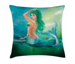 Mermaid Tail Waves Sea Pillow Cover