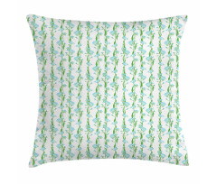 Vertical Leafy Flower Strips Pillow Cover