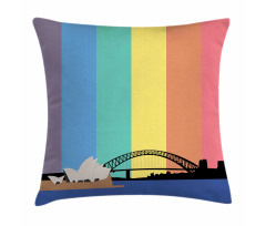 Sydney Building on Rainbow Pillow Cover