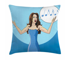 Comic Book Art Singing Woman Pillow Cover