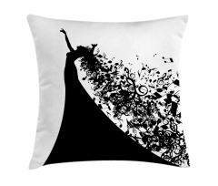 Black and White Singer Woman Pillow Cover