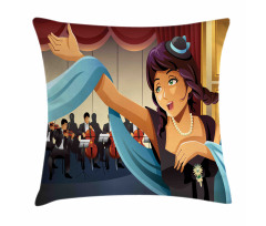 Woman Singing with Orchestra Pillow Cover