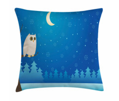 Owl on Tree Branch Art Pillow Cover