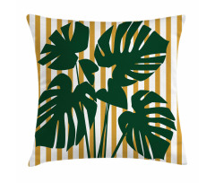 Hawaiian Monstera Stripes Pillow Cover