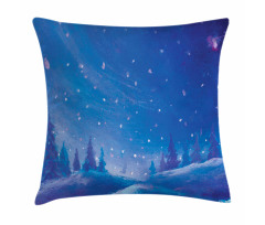 Cold Snowy Night Painting Pillow Cover