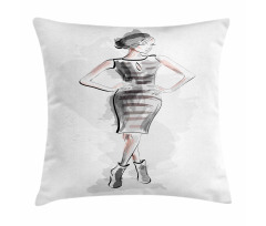 Slim Lady in a Dress Pillow Cover