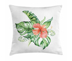 Exotic Flower Leafy Bouquet Pillow Cover