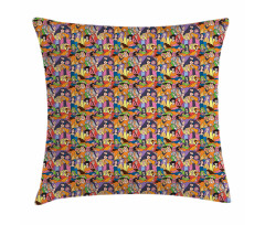 Doodle Style Many Women Pillow Cover